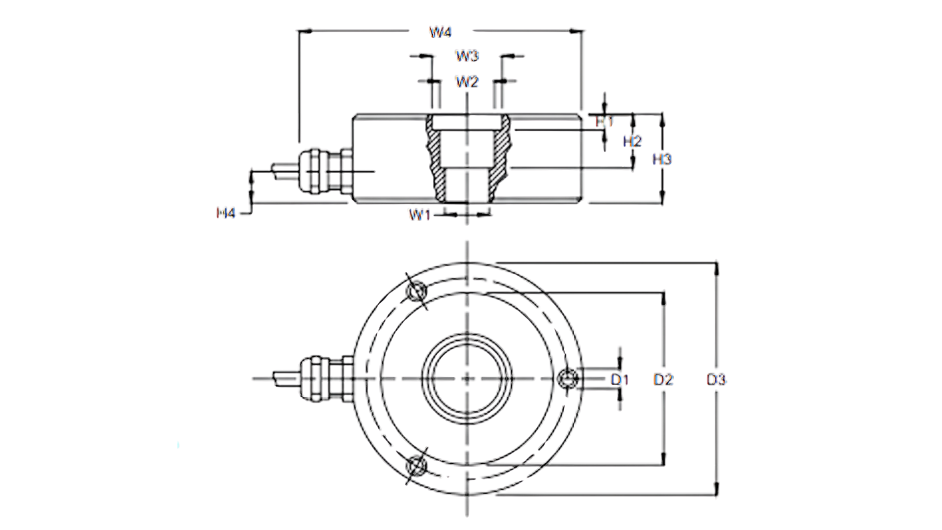 Disk Load Cell Dimension Diagram