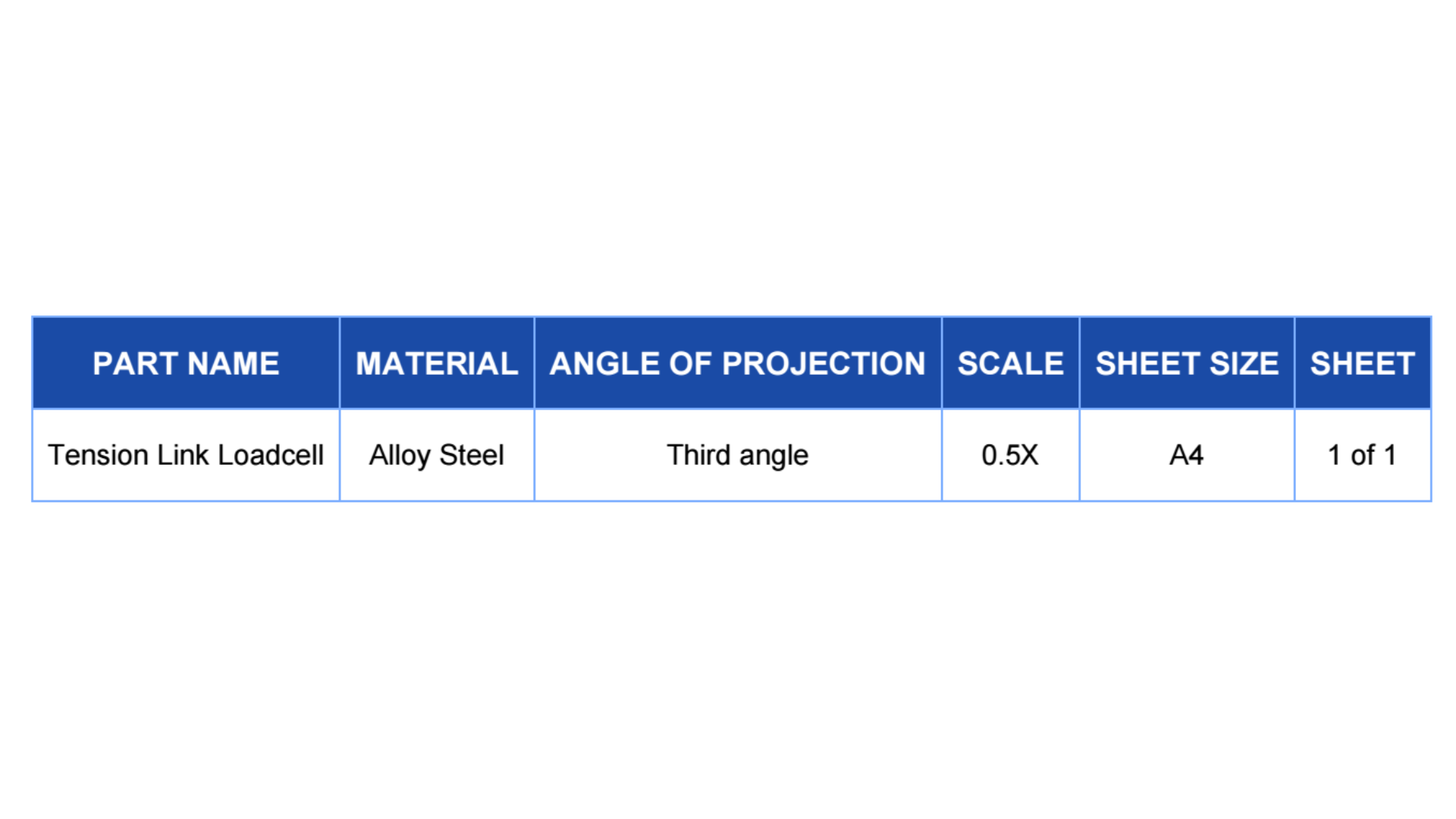 Tension_Link_Load_dimension table
